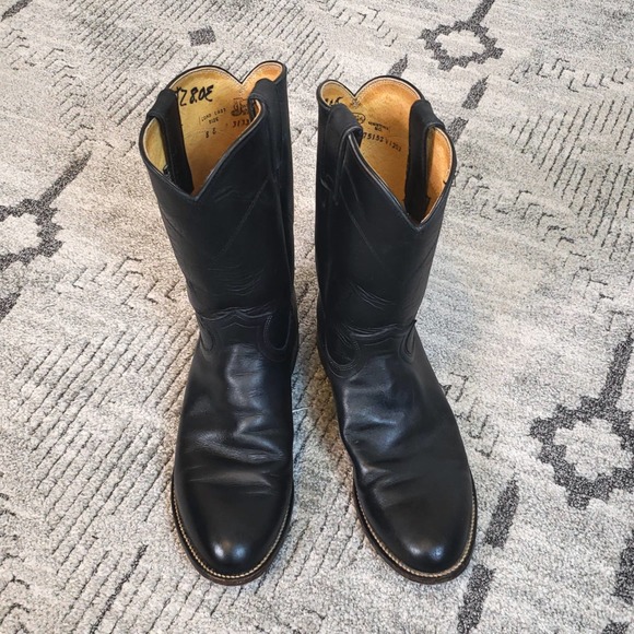 Vintage Black Basics Roper Men's Cowboy Boots size 8E